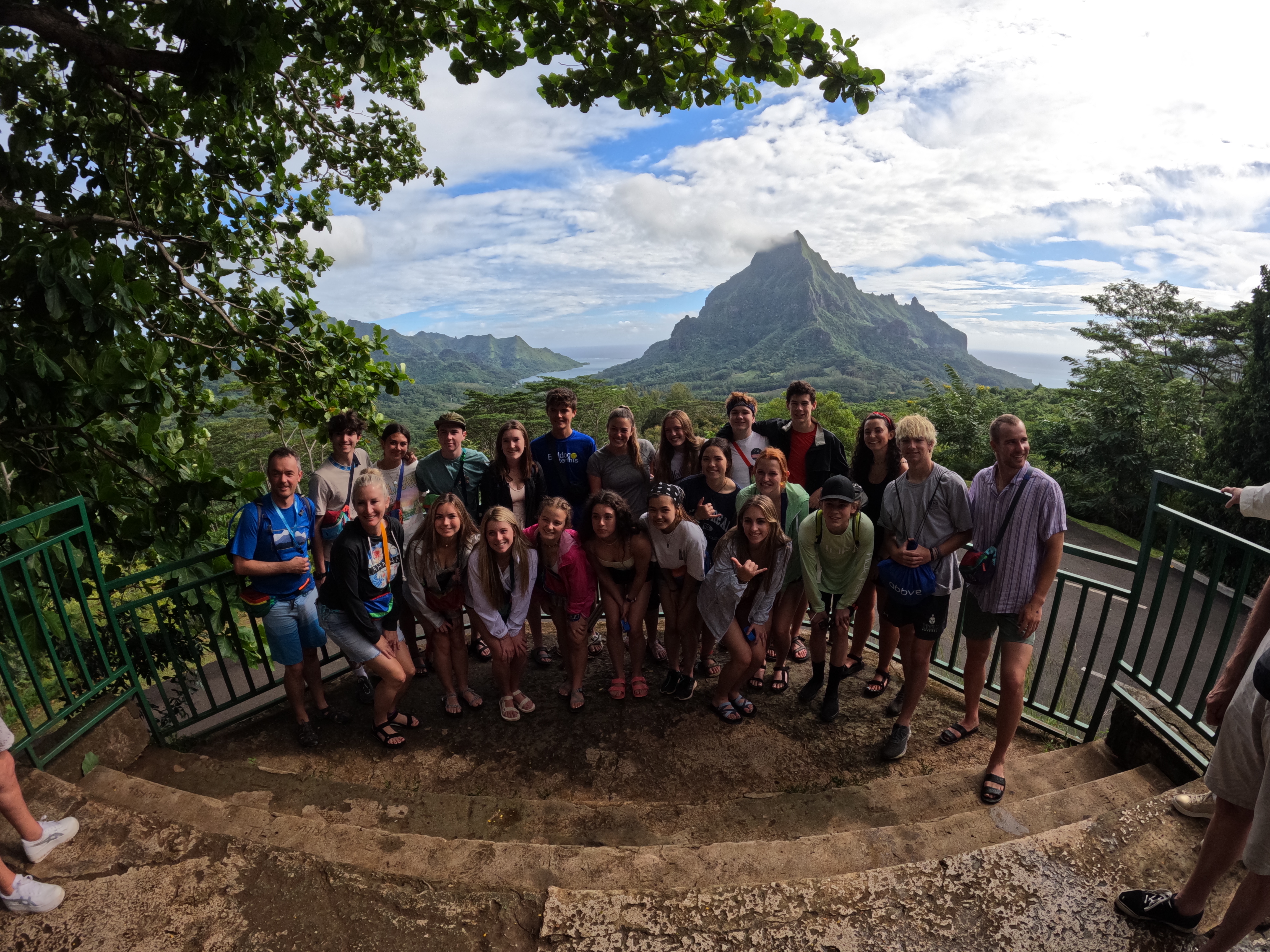 2022 Tahiti Taravao HXP - Day 3 (Devotional, Moorea Jeep Safari, Magic Mountain Overlook, Jam Tasting, Belvedere Lookout, Marae-o-Mahine, Touching Sacred Eels, Fresh Pineapple & Coconut, Making Headbands, Beach Games, Tahitian Dance & Fire Show)